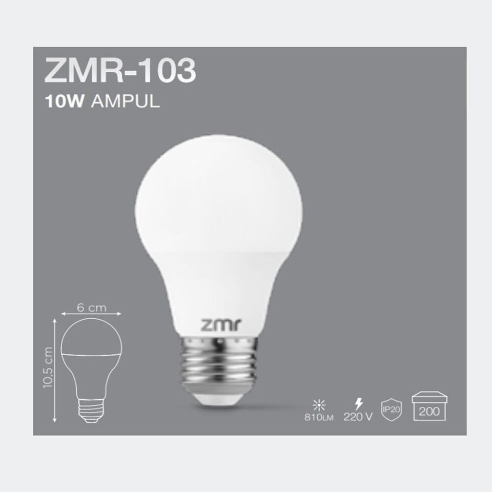ZMR 10W Led Ampul E27 6500K