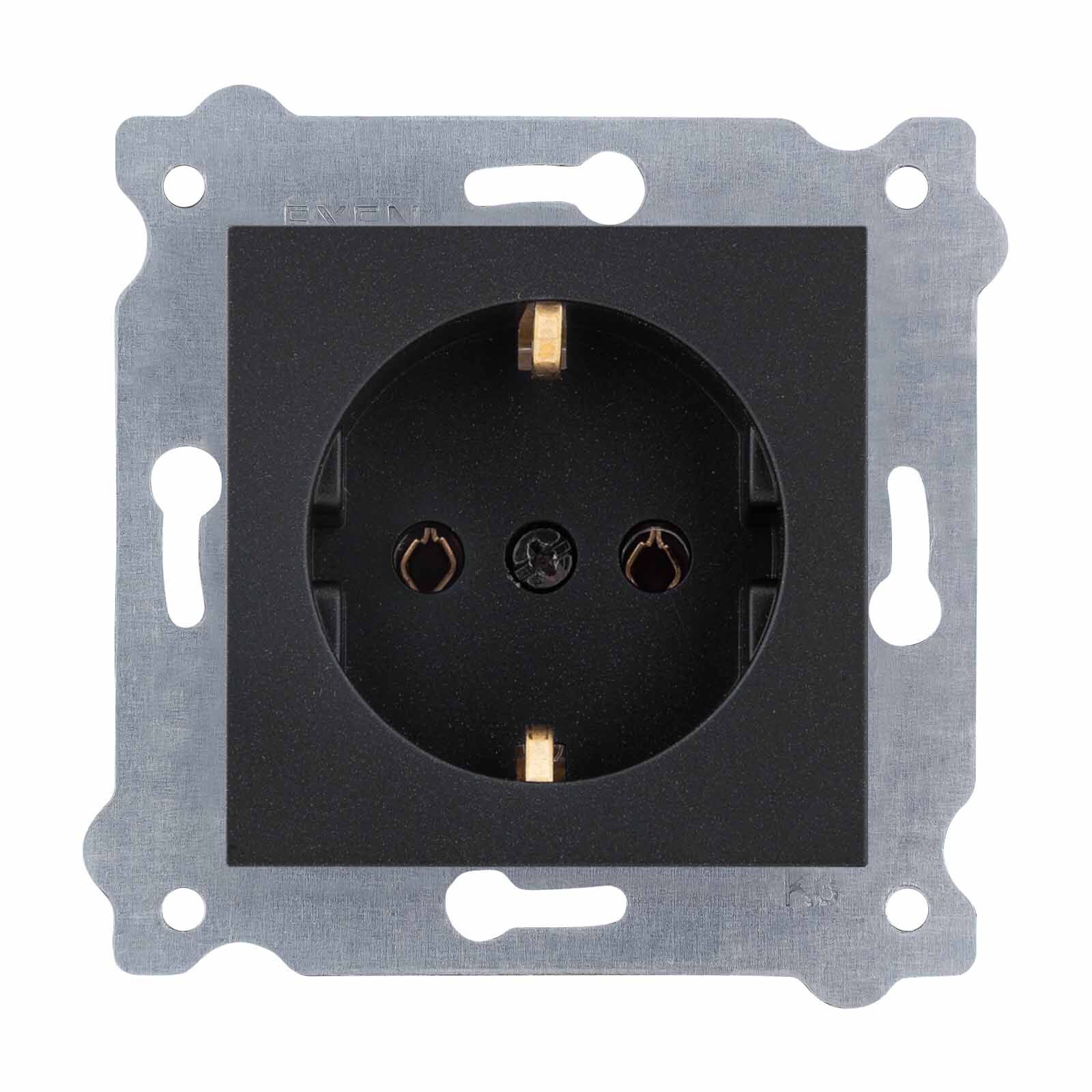 Exen Metalik Siyah Modül+Kapak  Toprakli Priz