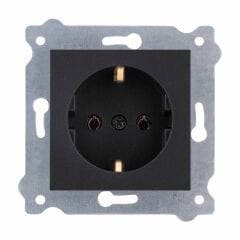 Exen Metalik Siyah Modül+Kapak  Toprakli Priz