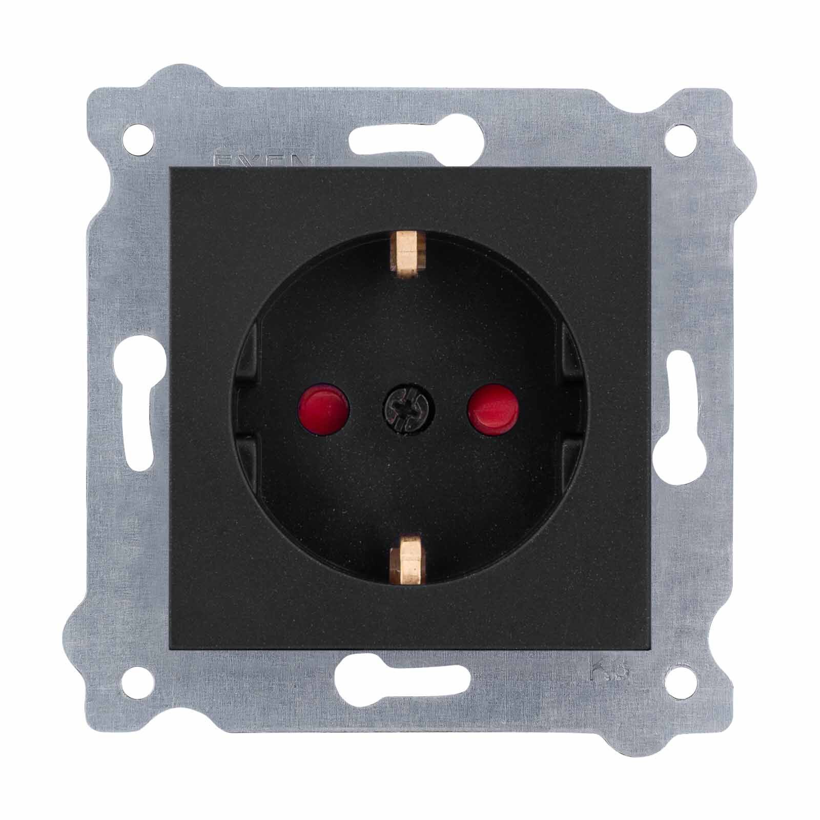 Exen Metalik Siyah Modül+Kapak  Çocuk Korumali Toprakli Priz