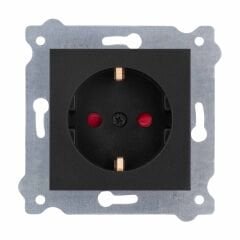Exen Metalik Siyah Modül+Kapak  Çocuk Korumali Toprakli Priz