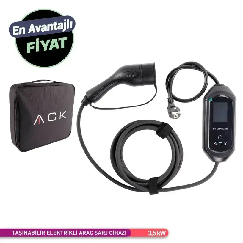 ACK Taşınabilir Elektrikli Araç Şarj Cihazı 16A 3,5 kW AE01-02021