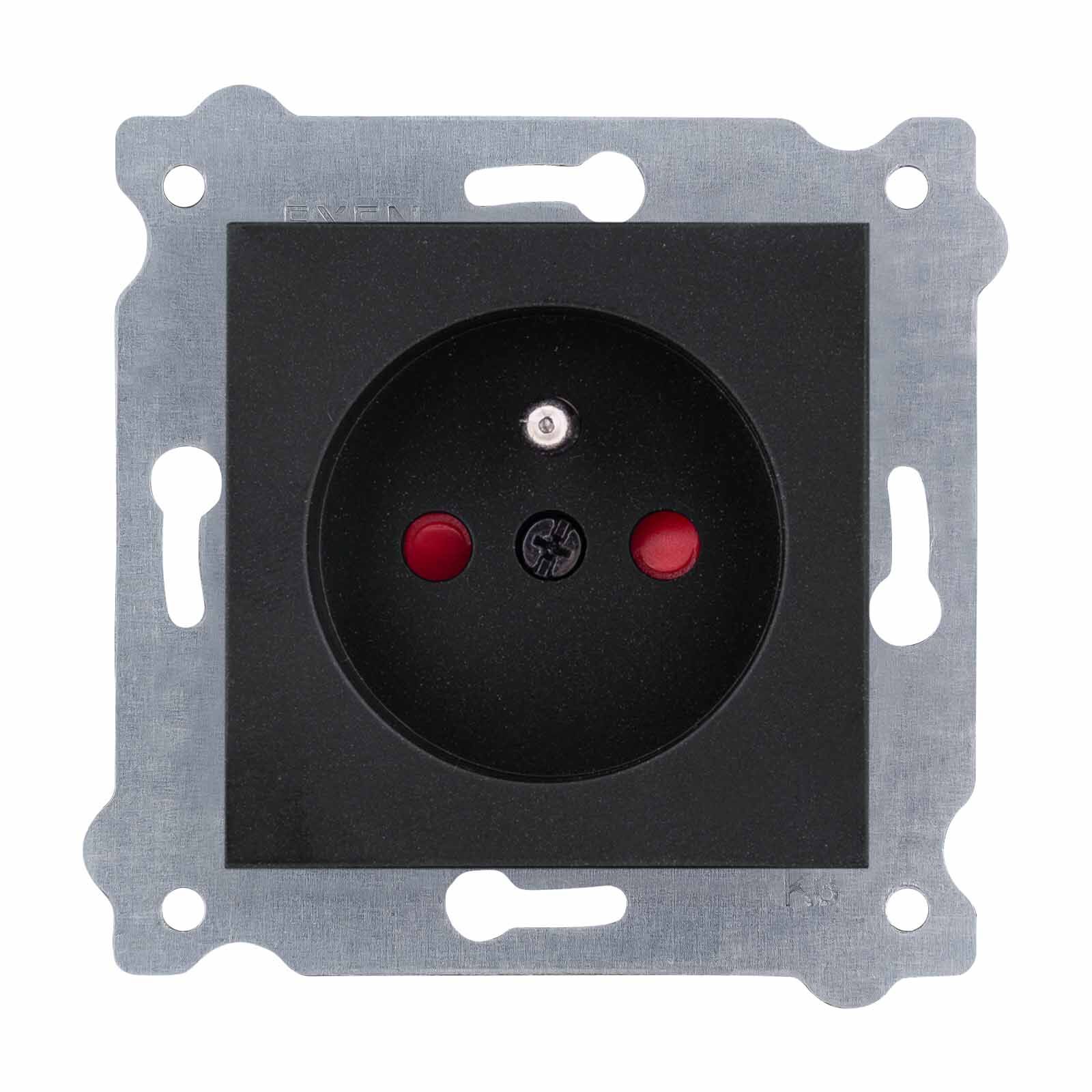 Exen Metalik Siyah Modül+Kapak  Çocuk Korumali Ups Priz