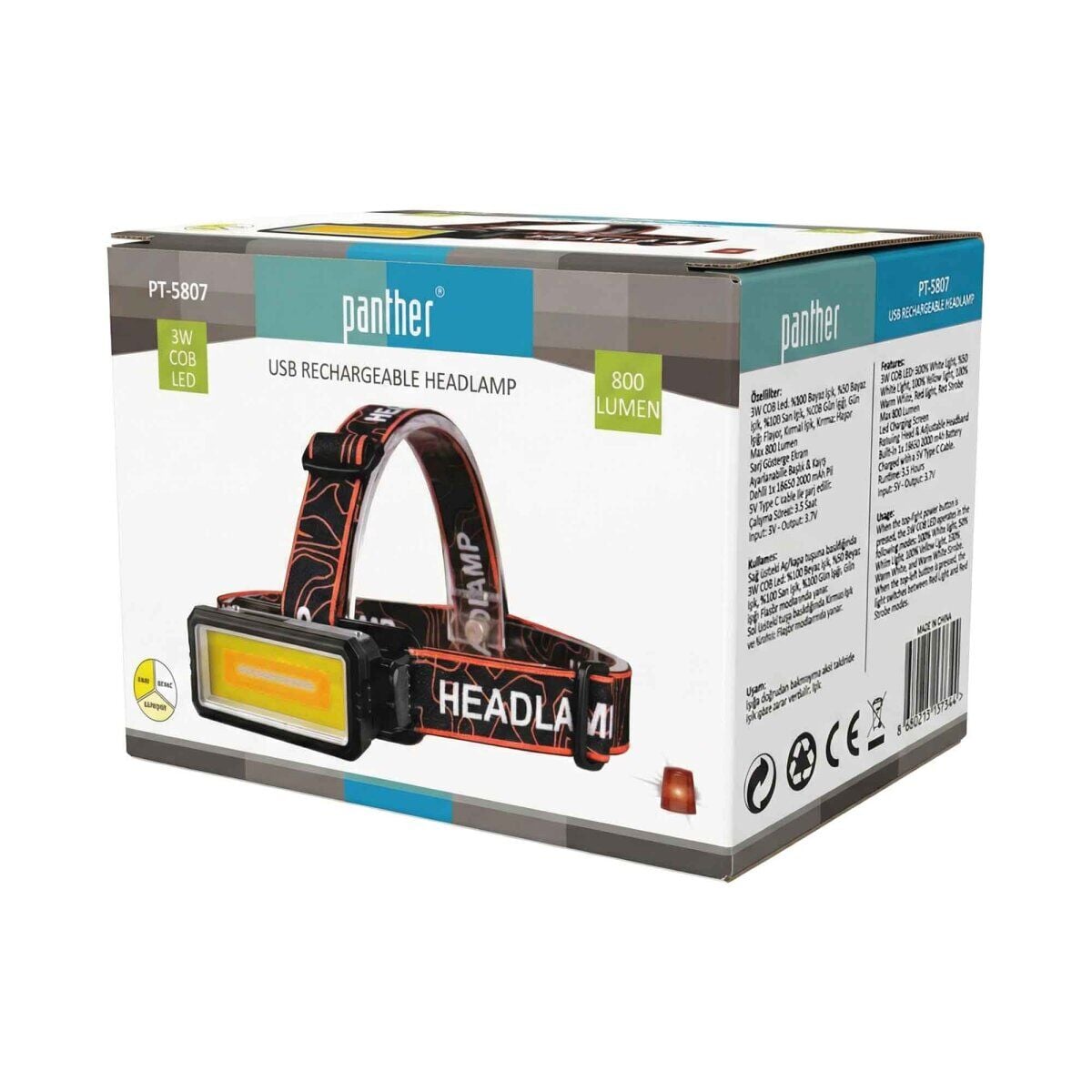 Panther Pt-5807 Usb Sarjli Kafa Lambasi