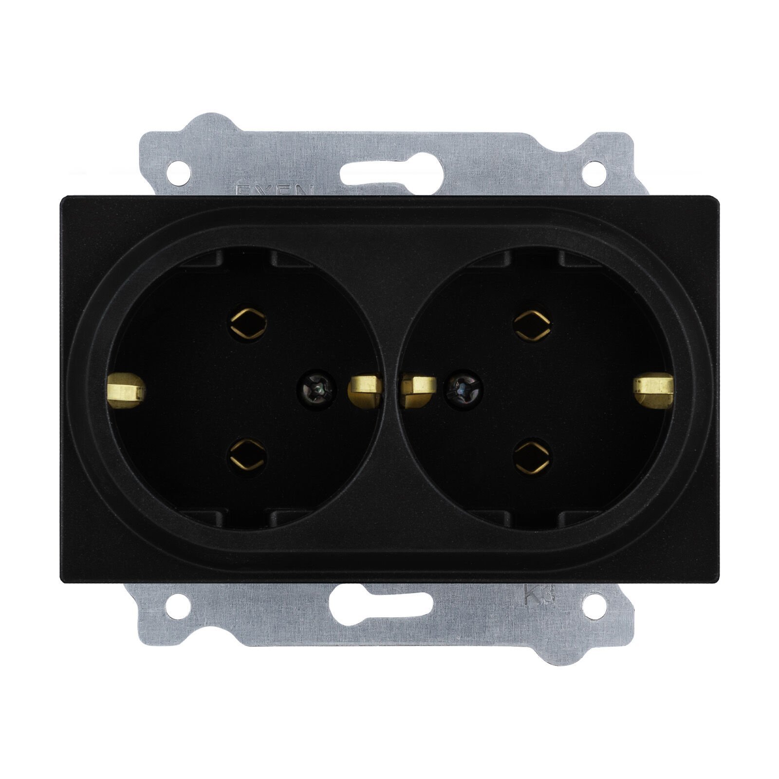Exen Metalik Siyah Modül+Kapak  Ikili Toprakli Priz (Comfort)