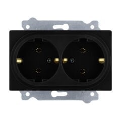 Exen Metalik Siyah Modül+Kapak  Ikili Toprakli Priz (Comfort)