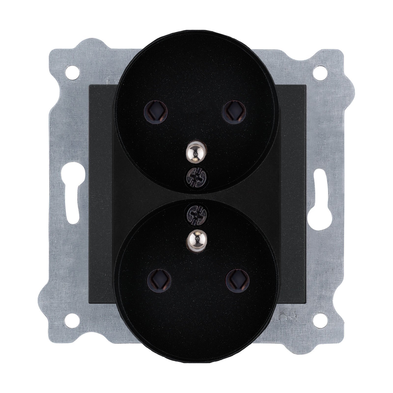 Exen Metalik Siyah Modül+Kapak  Ikili Çocuk Korumali Ups Toprakli Priz (Tekli Çerçeve)