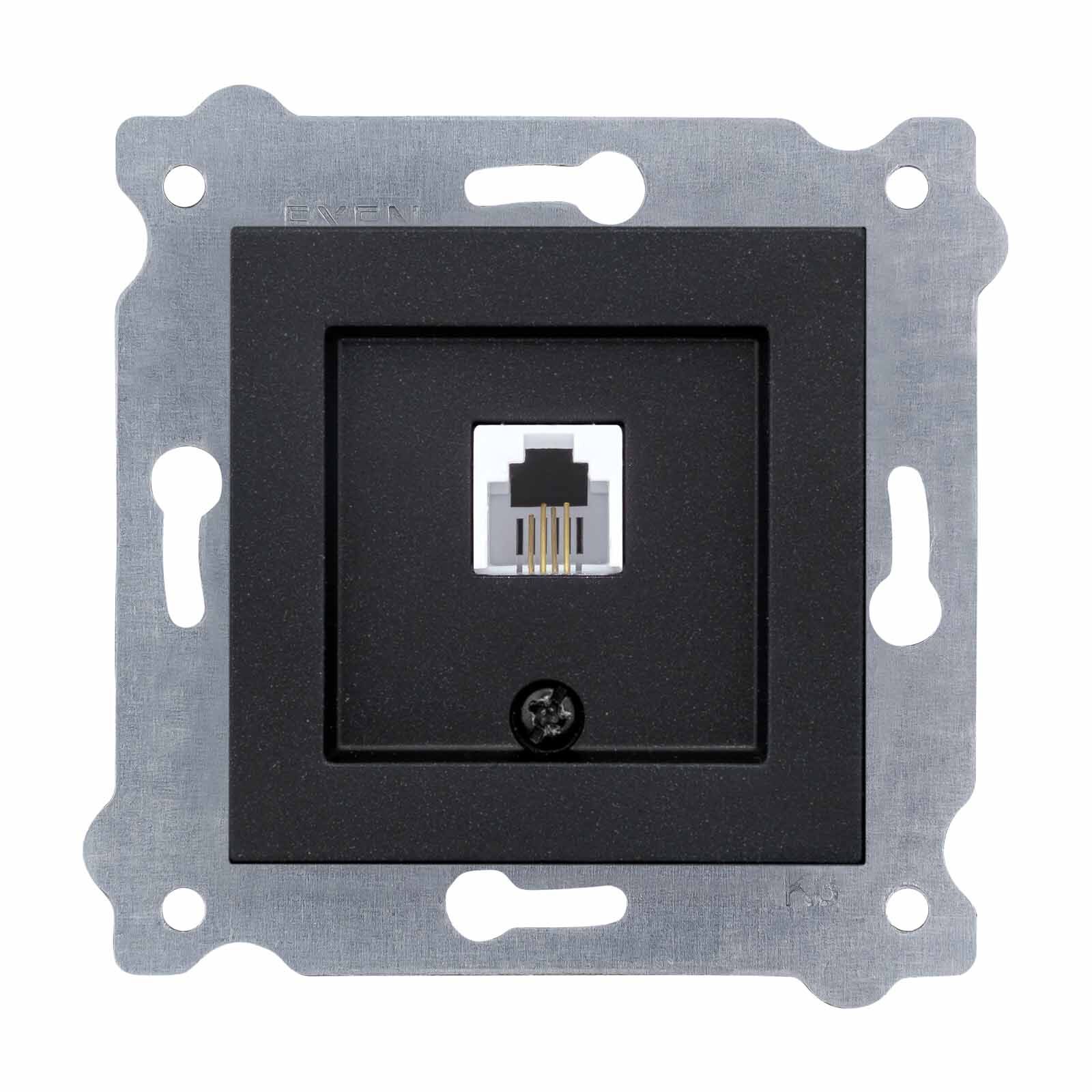 Exen Metalik Siyah Modül+Kapak  Nümeris Telefon Prizi (Rj11 Kablolu)