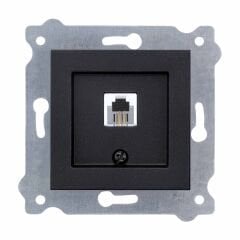 Exen Metalik Siyah Modül+Kapak  Nümeris Telefon Prizi (Rj11 Kablolu)