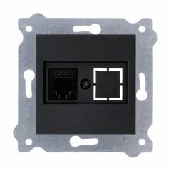 Exen Metalik Siyah Modül+Kapak  Nümeris Telefon Prizi (Cat3 Kablosuz)