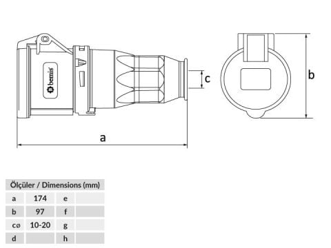 Bemis  3/32A. Uzatma Priz IP44 BC1-3403-2312