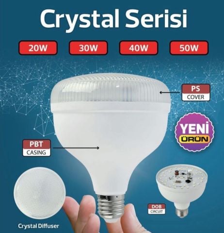 Horoz 001-016-1050 Crystal 50 W Led Ampul 6400K 175-265V E27