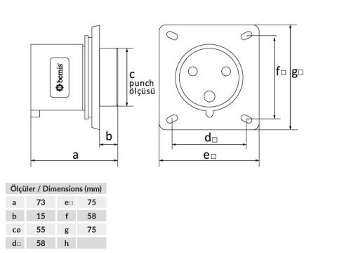 Bemis  3/32A. Makine Fişi IP44 BC1-3403-2114