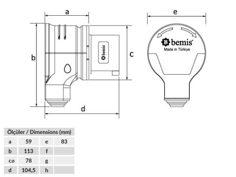 Bemis  3/32A. 90° Eğik Döner Fiş IP44 BC1-3403-2130