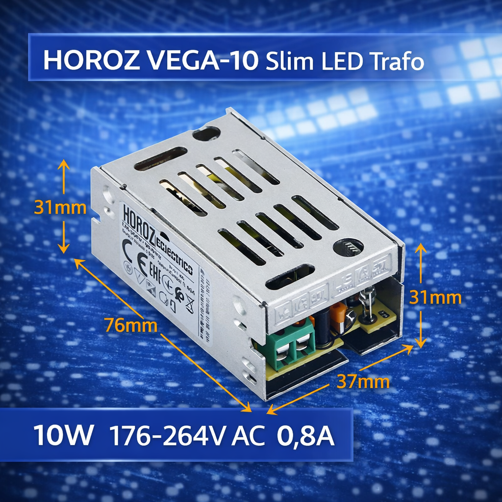 Horoz 082-001-0010 Vega-10 10W 176-264V 0,8A Slim Led Trafo