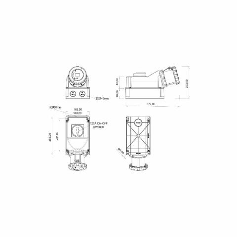 Bemis 3/125A. 90° Egik Pako Salterli Duvar Prizi Ip65 Bc3-6403-7550