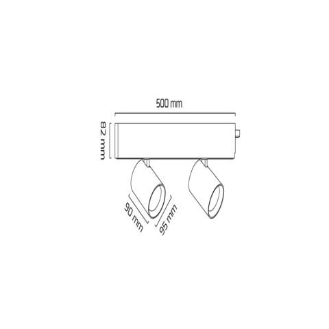 Goya Gy 8059-50 Siyah Kasa 2X36W 3000K Ekl.Ray