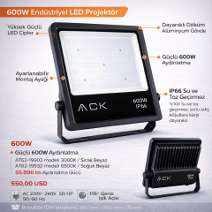ACK AT62-19932 600W Dob Smd Led Projektör 6500K