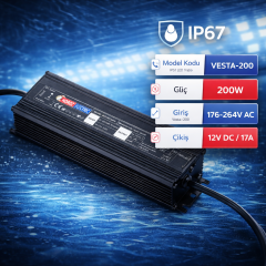Horoz 083-001-0200 Vesta-200 200W 176-264V 17A Ip67 Led Trafo