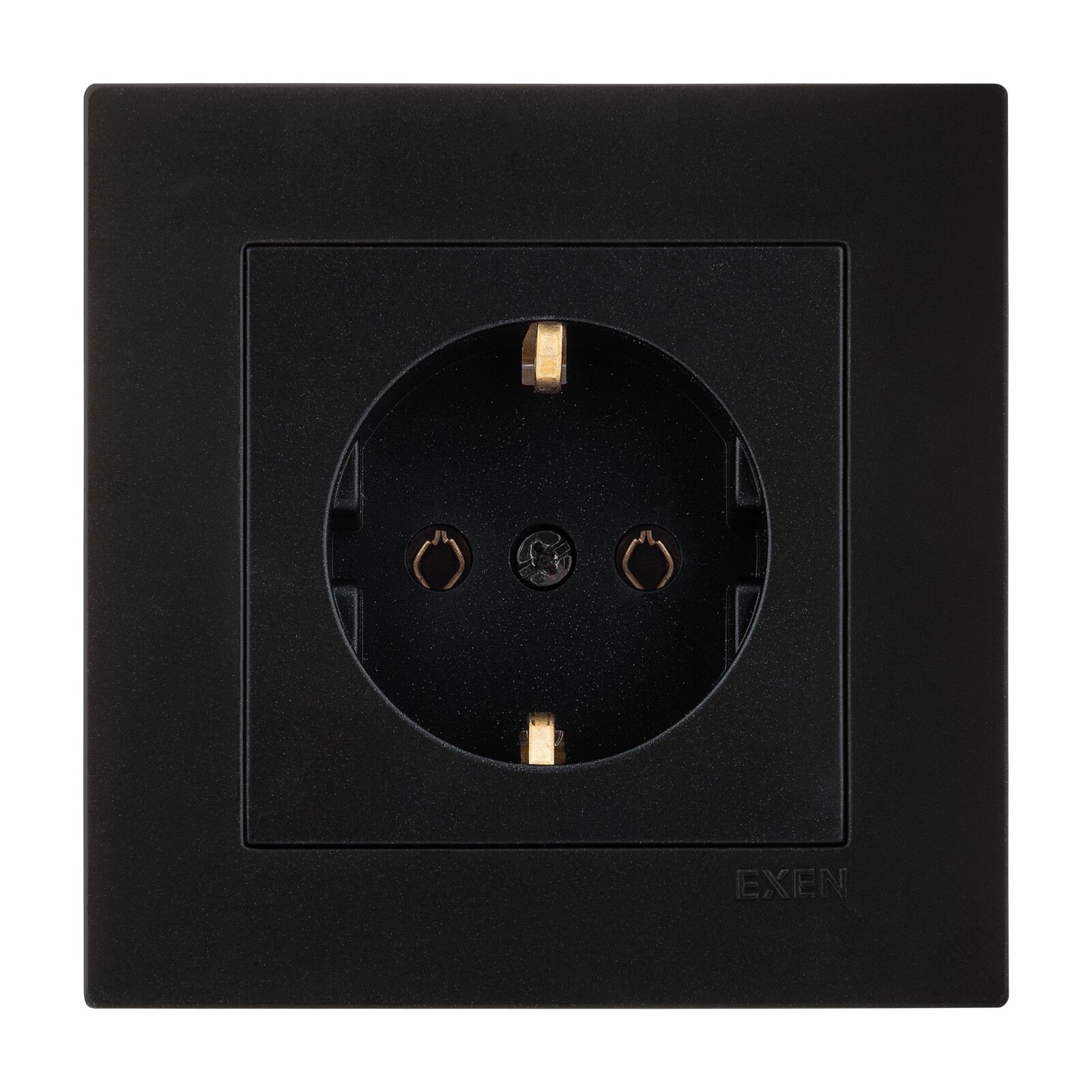 Exen Karell Metalik Siyah Toprakli Priz Komple Takim