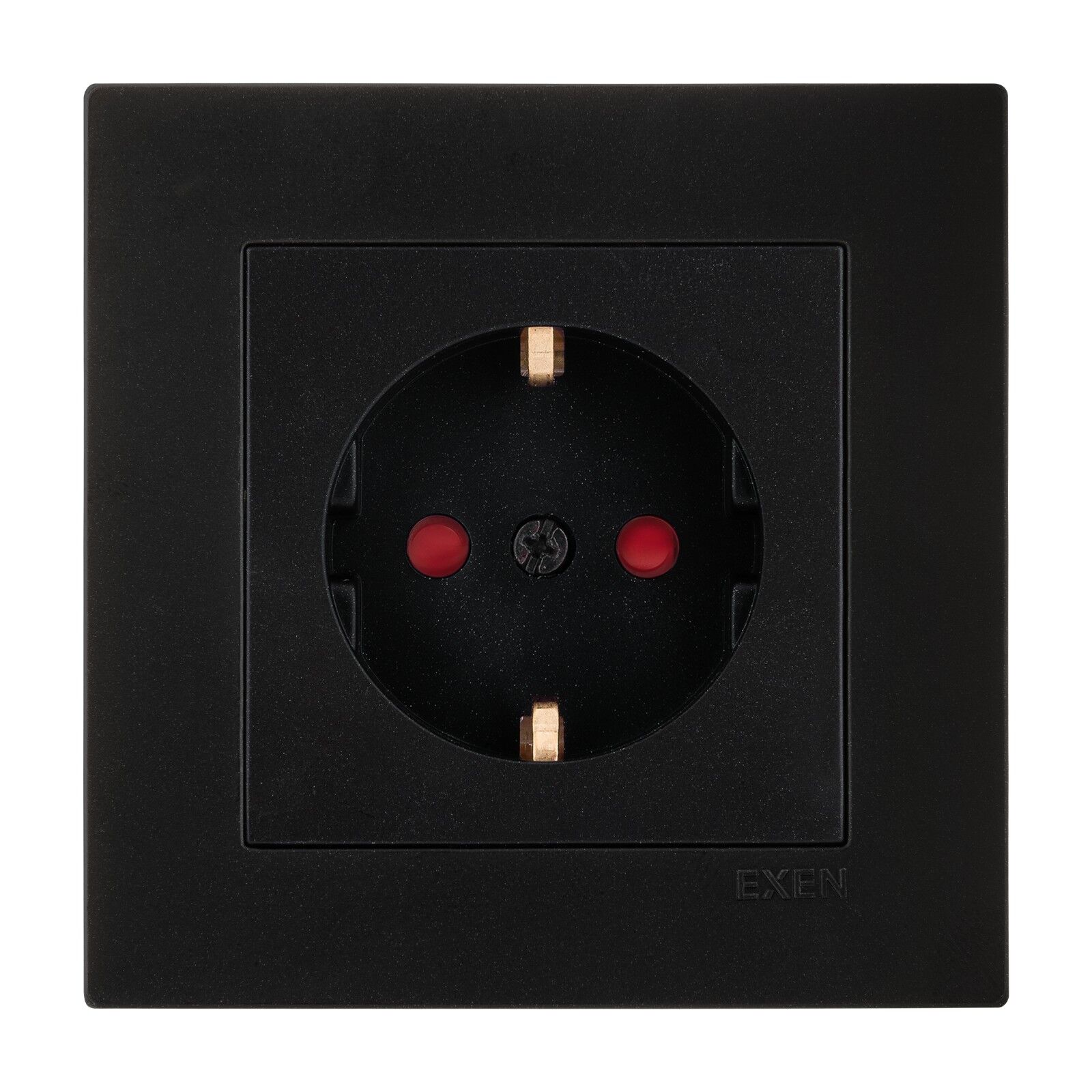 Exen Karell Metalik Siyah Çocuk Korumali Toprakli Priz Komple Takim