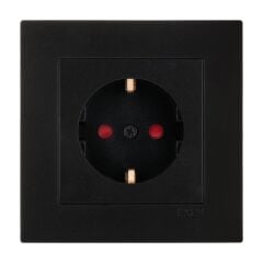 Exen Karell Metalik Siyah Çocuk Korumali Toprakli Priz Komple Takim