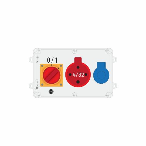 Bemis 4/32A 380V Ip44 1 Adet  1/16A 220V Ip44 1 Adet Prizli Termal Sigortali Salterli Kulpsuz Powerbox Ip44 Bkp-7218-1002
