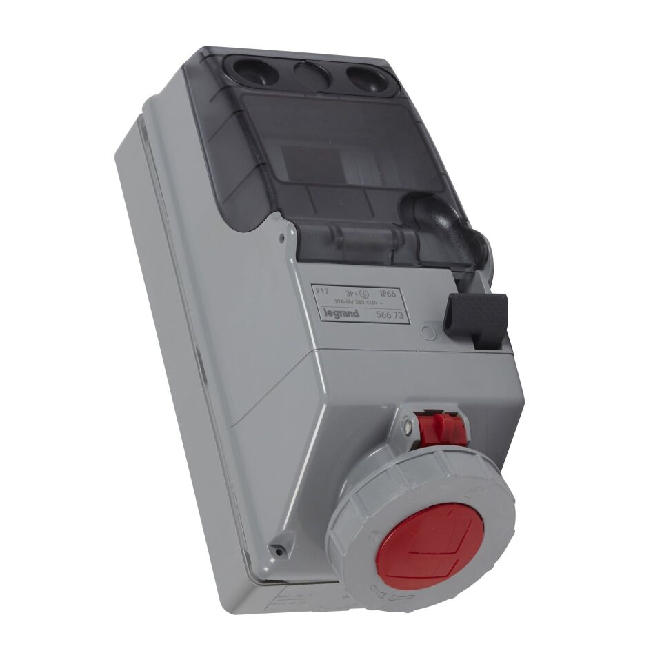Legrand  P17 endüstriyel tip kilitli priz kutusu 200/250V 32A 3P+T IP66 LEG-056673