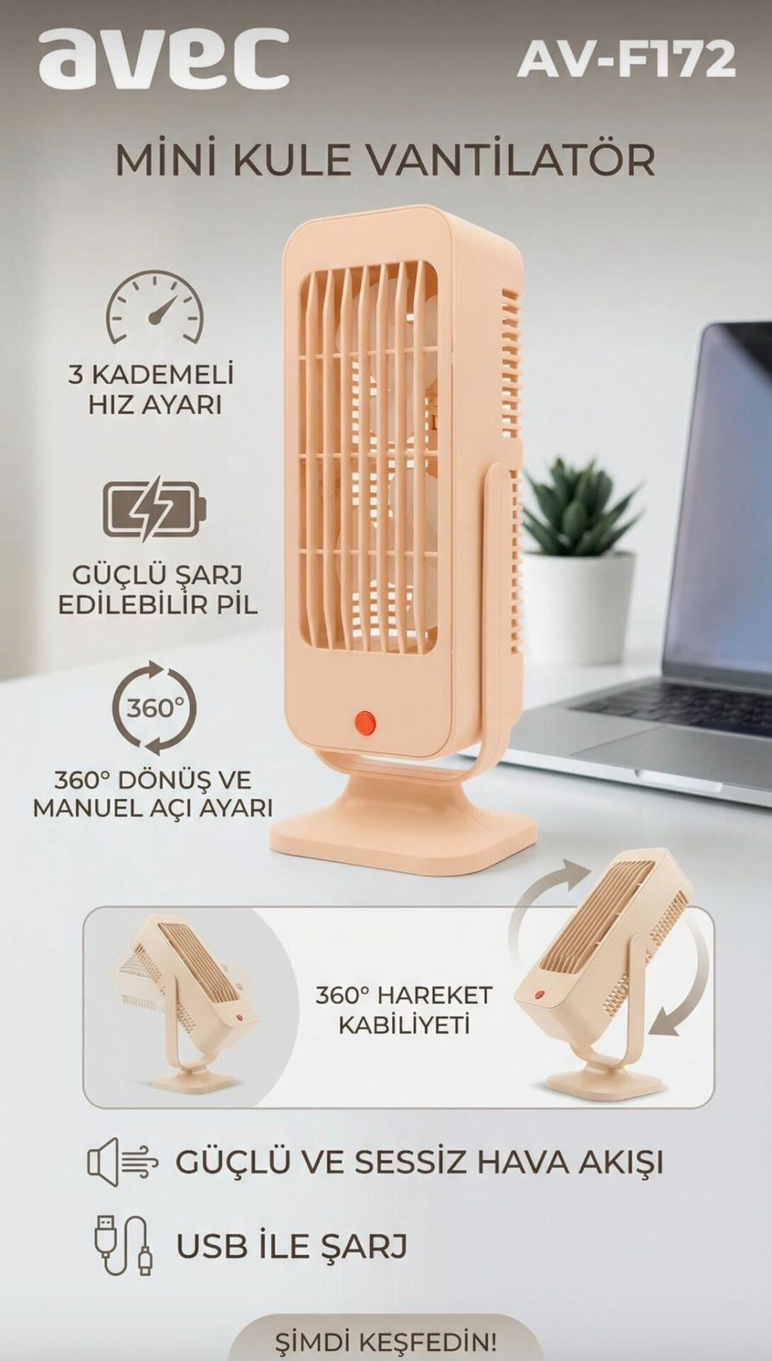 Avec Av-F172 Sarjli Usb Fan