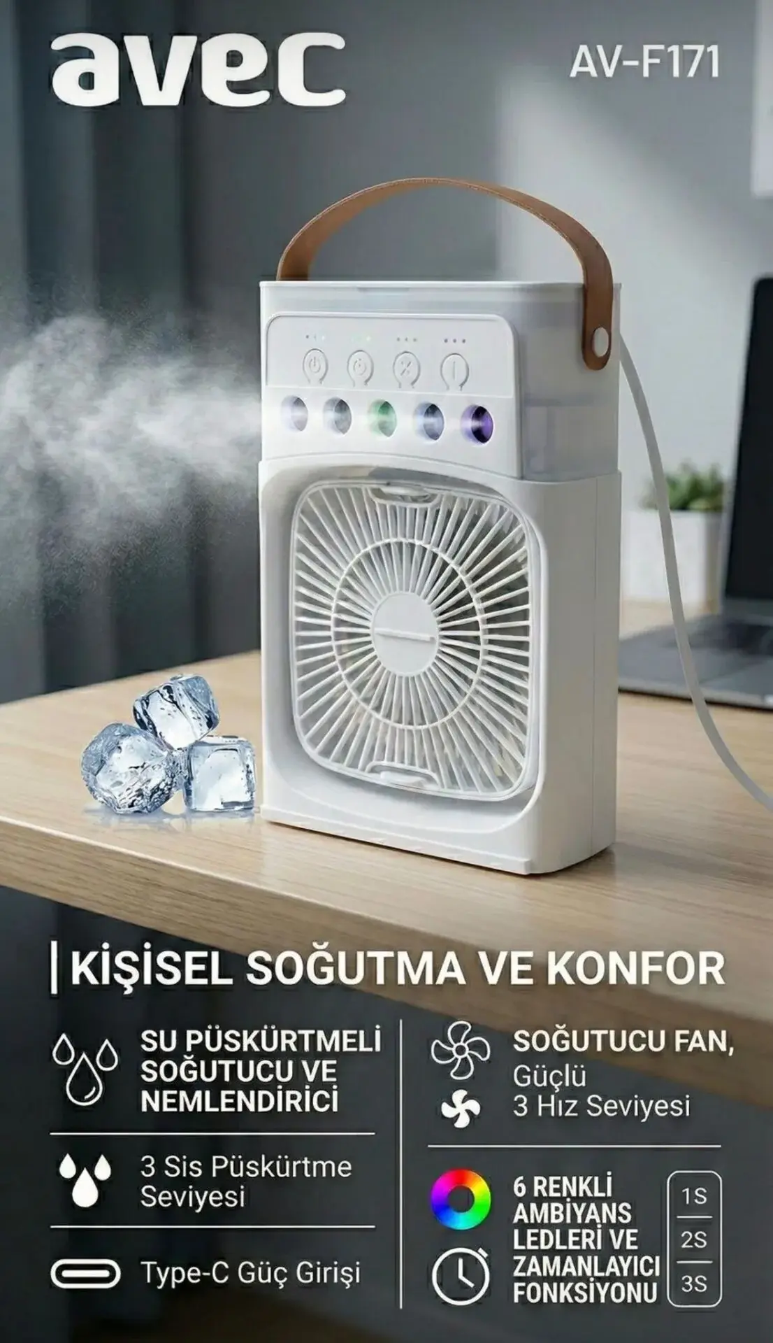 Avec Av-F171 Su Spreyli Mini Fan