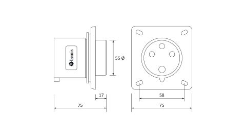 Bemis  4/32A. Makine Fişi IP44 BC1-3504-2114