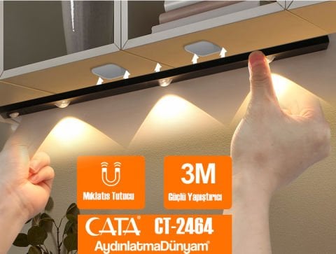 Cata 10 Watt Ledli Bella Cabinet  Usb Şarjlı Sensörlü Armatür CT-2464 Günışığı
