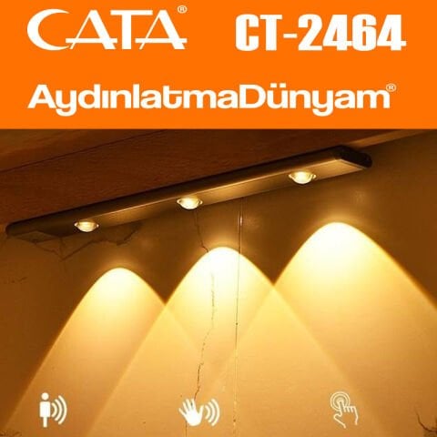 Cata 10 Watt Ledli Bella Cabinet  Usb Şarjlı Sensörlü Armatür CT-2464 Günışığı