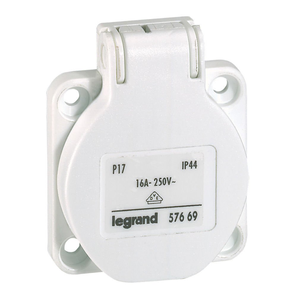 Legrand  Boşluk kapağı üzerine montaj beyaz 16A 250V Pano tipi şebeke prizi 50x50mm ebat  LEG-057669
