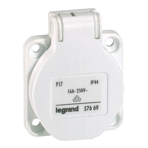 Legrand  Boşluk kapağı üzerine montaj beyaz 16A 250V Pano tipi şebeke prizi 50x50mm ebat  LEG-057669