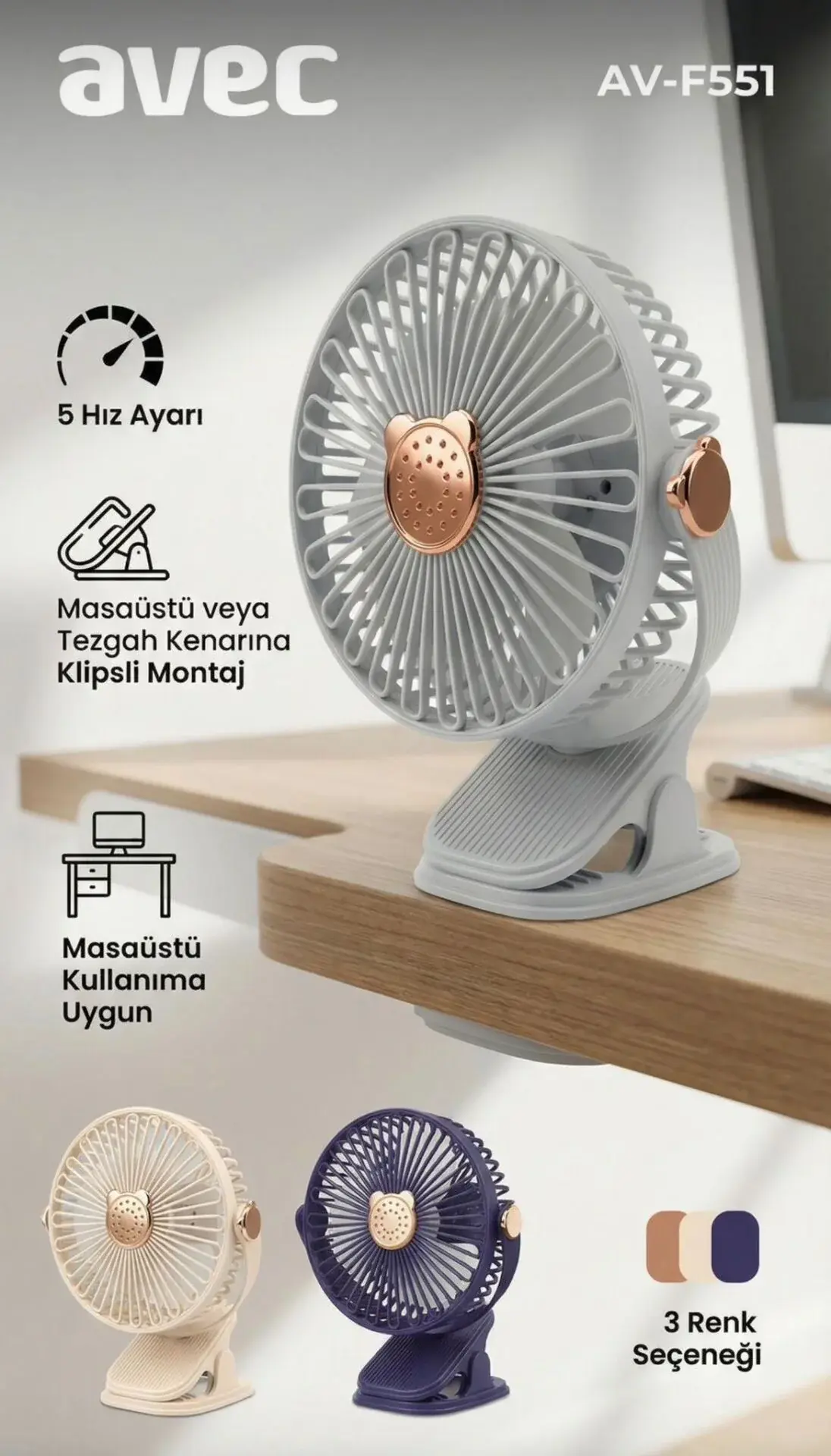 Avec Av-F551 Usb Sarjli Fan