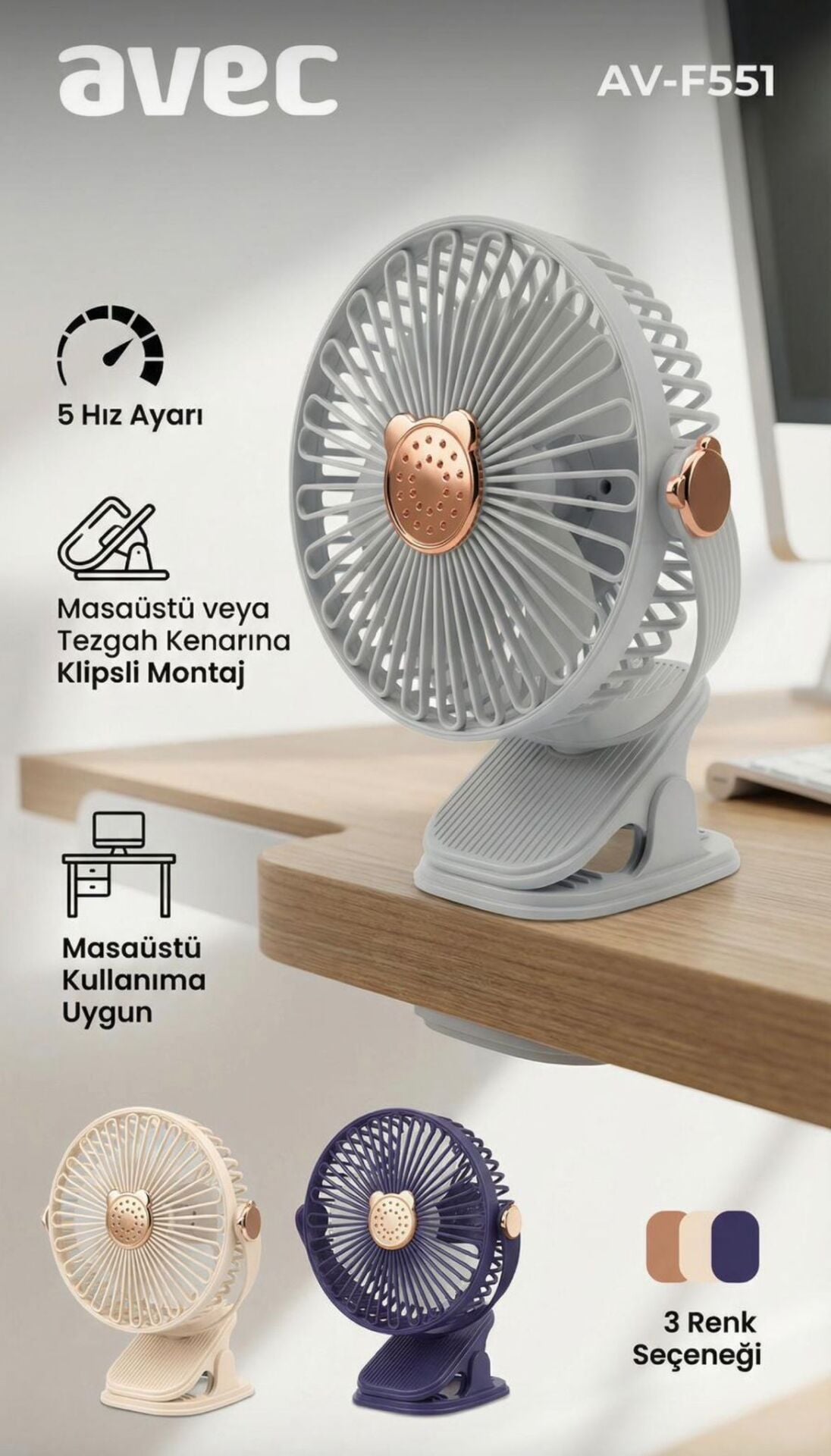 Avec Av-F551 Usb Sarjli Fan