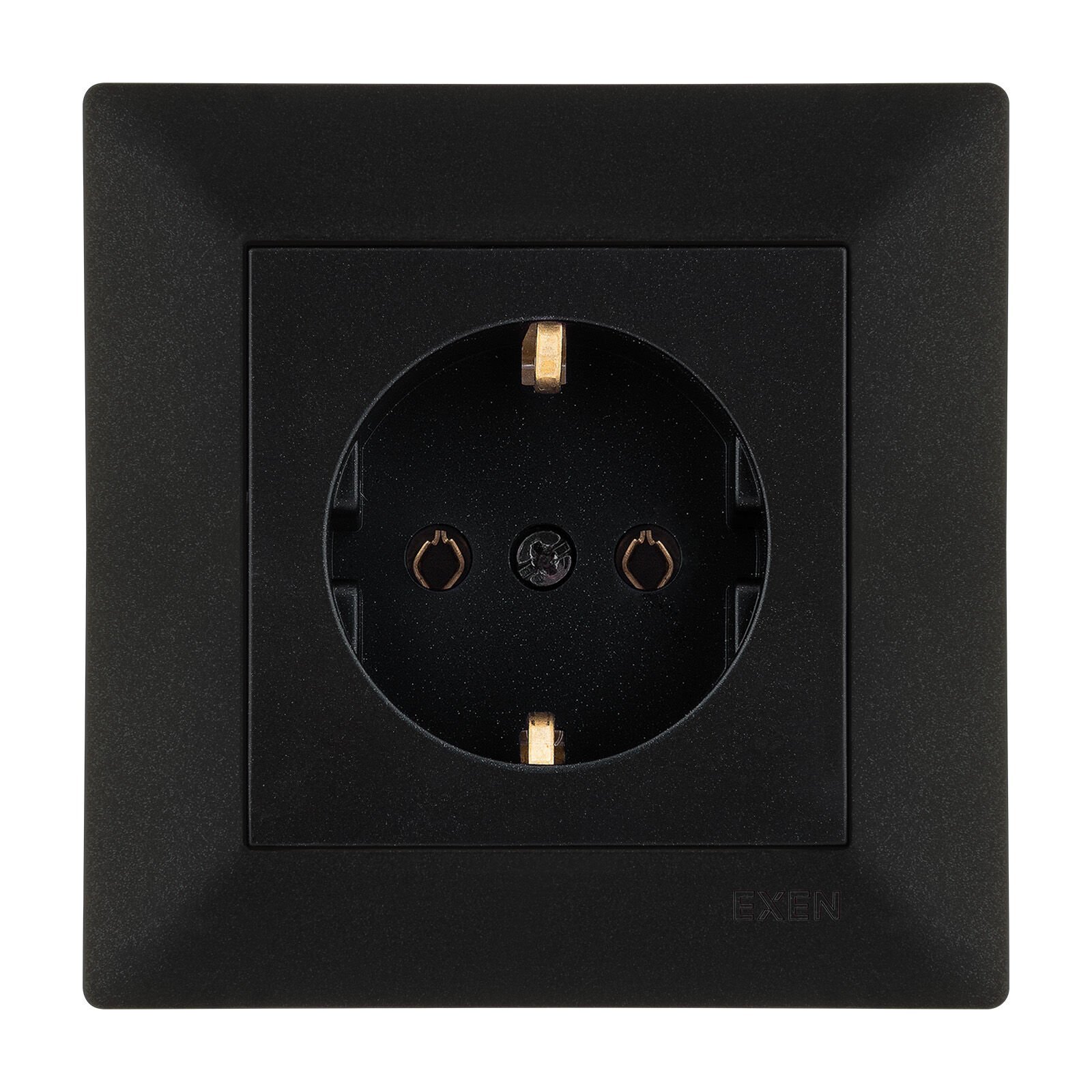 Exen Odak Metalik Siyah Toprakli Priz Komple Takim
