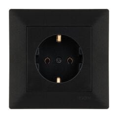 Exen Odak Metalik Siyah Toprakli Priz Komple Takim