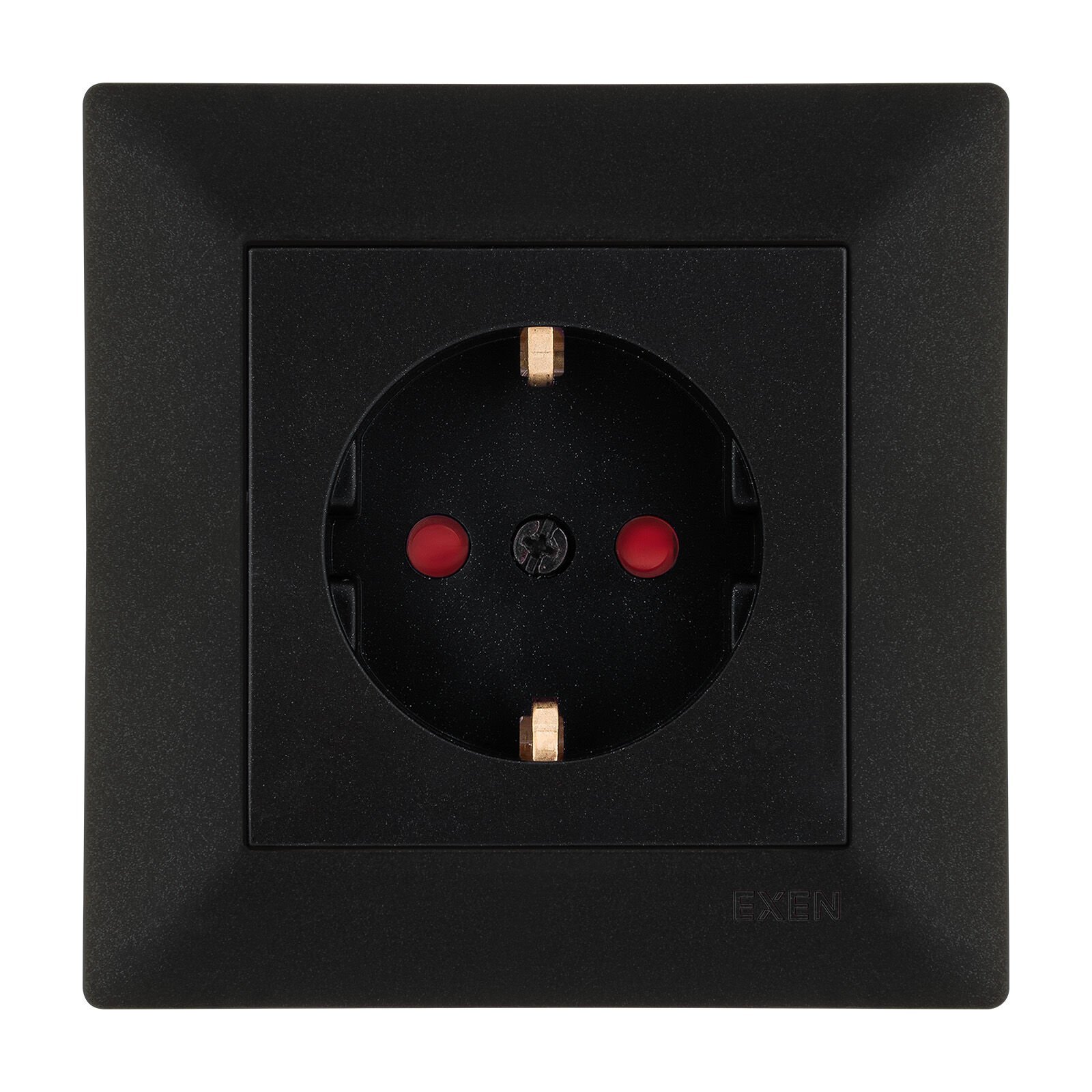 Exen Odak Metalik Siyah Çocuk Korumali Toprakli Priz Komple Takim