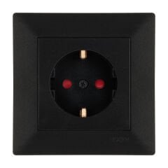 Exen Odak Metalik Siyah Çocuk Korumali Toprakli Priz Komple Takim