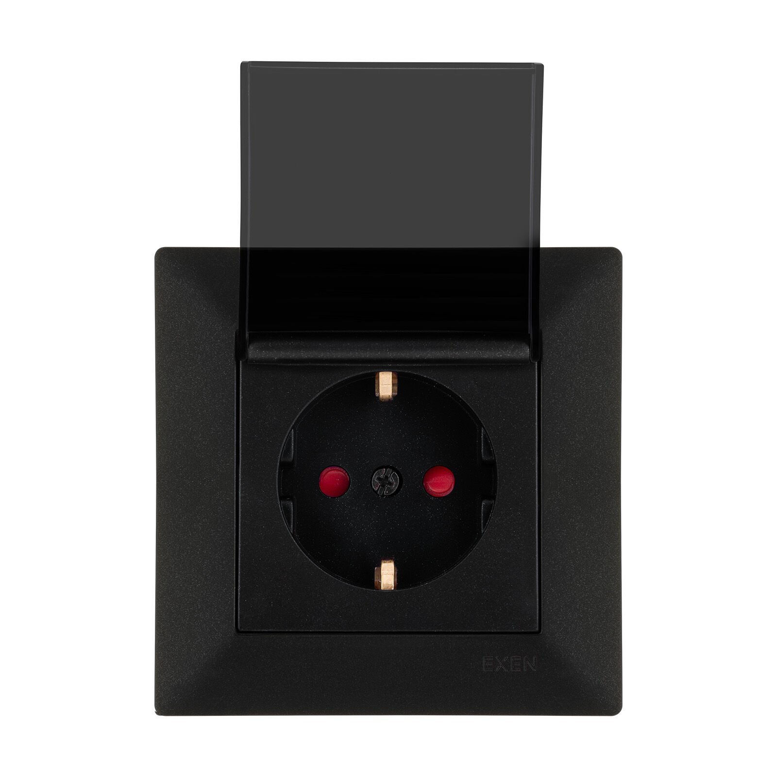 Exen Odak Metalik Siyah Kapakli Çocuk Korumali Toprakli Priz Komple Takim