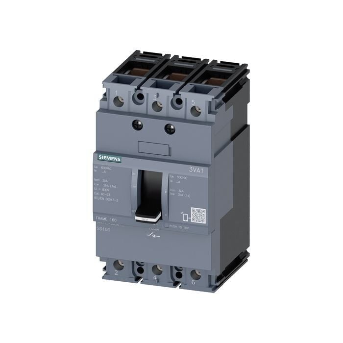 Siemens Sentron Serisi Kompakt Tip Yük Kesici Güç Şalteri;  3Va11; 125A; Korumasiz; 3 Kutuplu 3VA1112-1AA36-0AA0