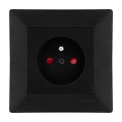 Exen Odak Metalik Siyah Çocuk Korumali Ups Priz Komple Takim