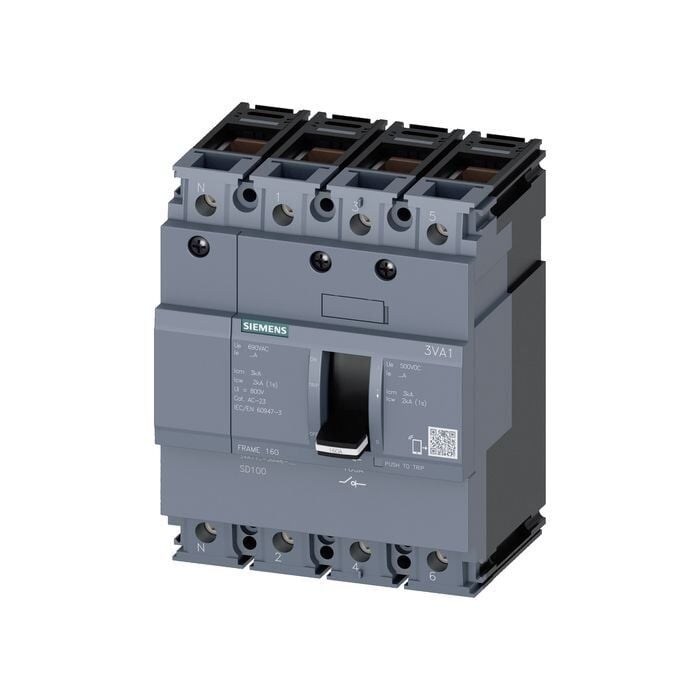 Siemens Sentron Serisi Kompakt Tip Yük Kesici Güç Şalteri;  3Va11; 125A; Korumasiz; 4 Kutuplu 3VA1112-1AA46-0AA0