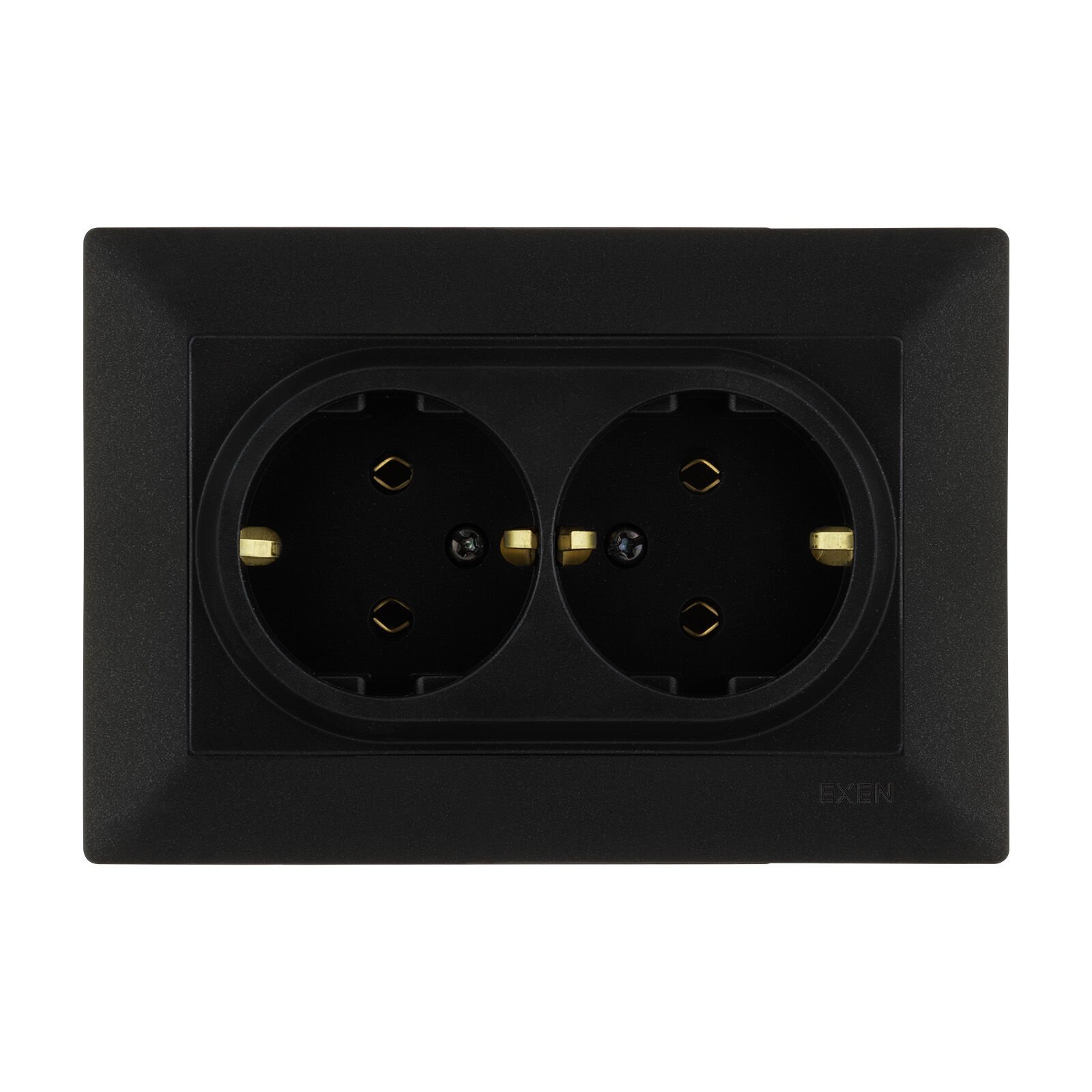 Exen Odak Metalik Siyah Ikili Toprakli Priz Komple Takim