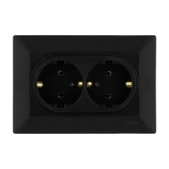 Exen Odak Metalik Siyah Ikili Toprakli Priz Komple Takim