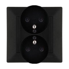 Exen Odak Metalik Siyah Ikili Çocuk Korumali Ups Toprakli Priz (Tekli Çerçeve) Komple Takim
