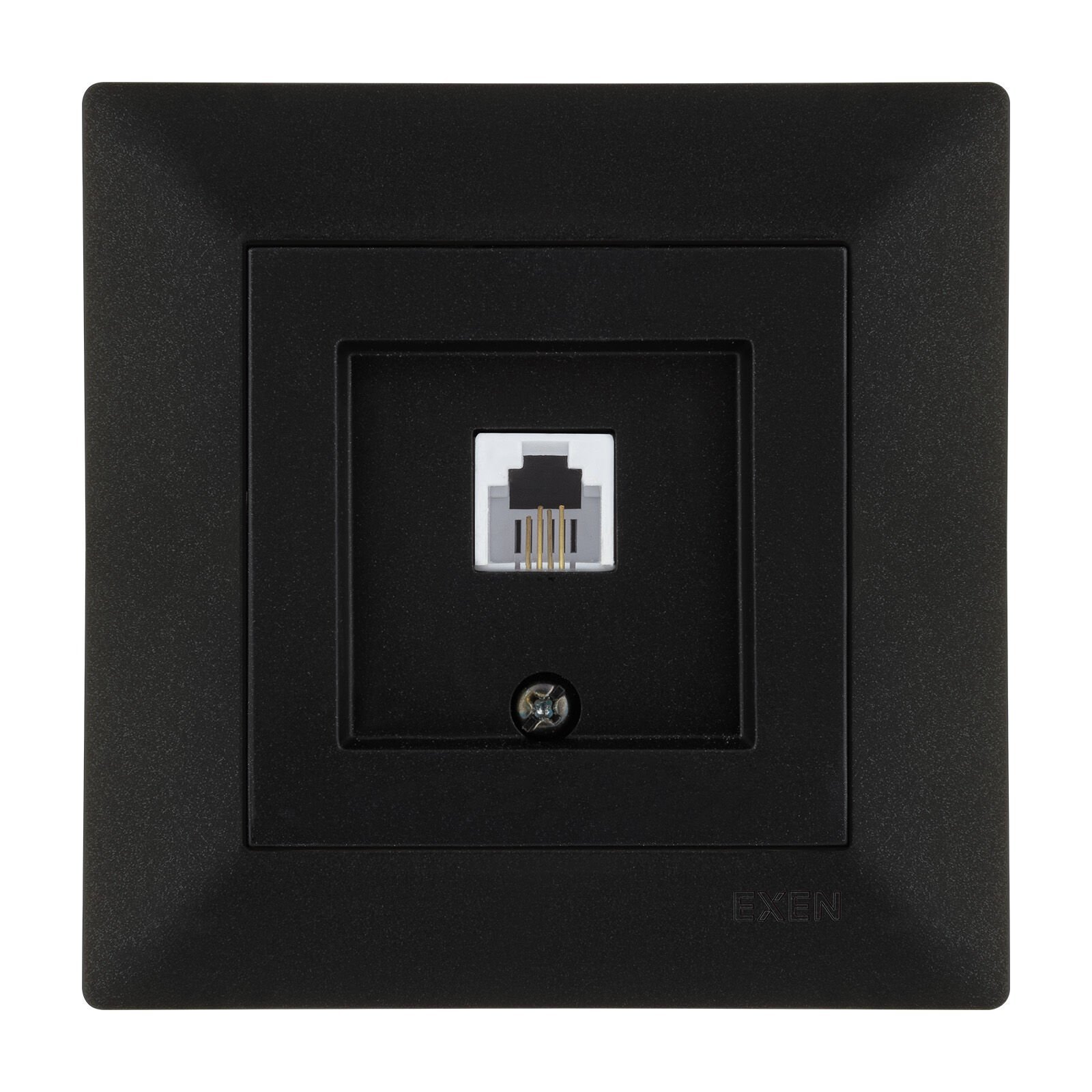 Exen Odak Metalik Siyah Nümeris Telefon Prizi (Rj11 Kablolu) Komple Takim