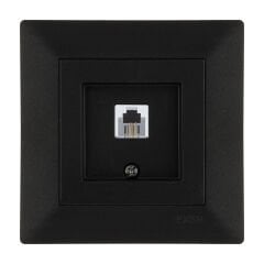 Exen Odak Metalik Siyah Nümeris Telefon Prizi (Rj11 Kablolu) Komple Takim